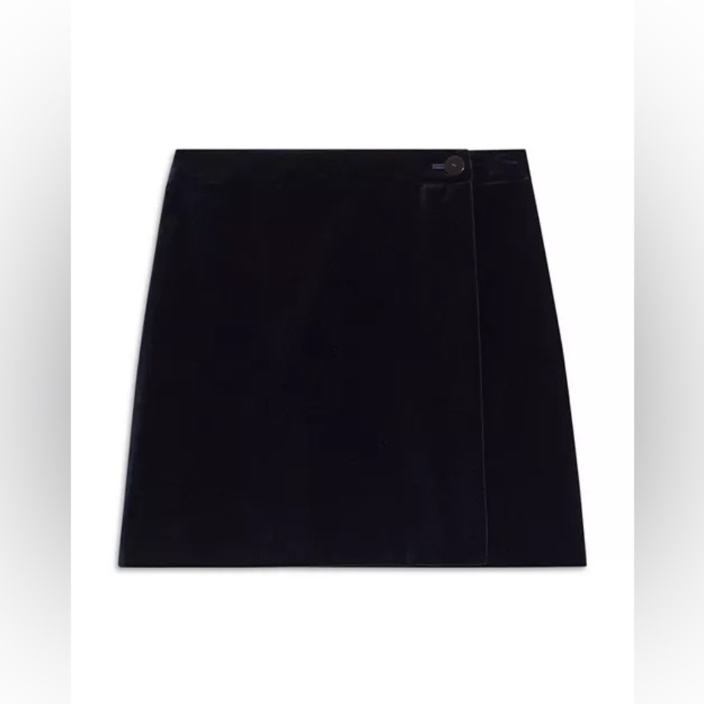 Theory Velvet Wrap Mini Skirt Black Size Small - Picture 3 of 9